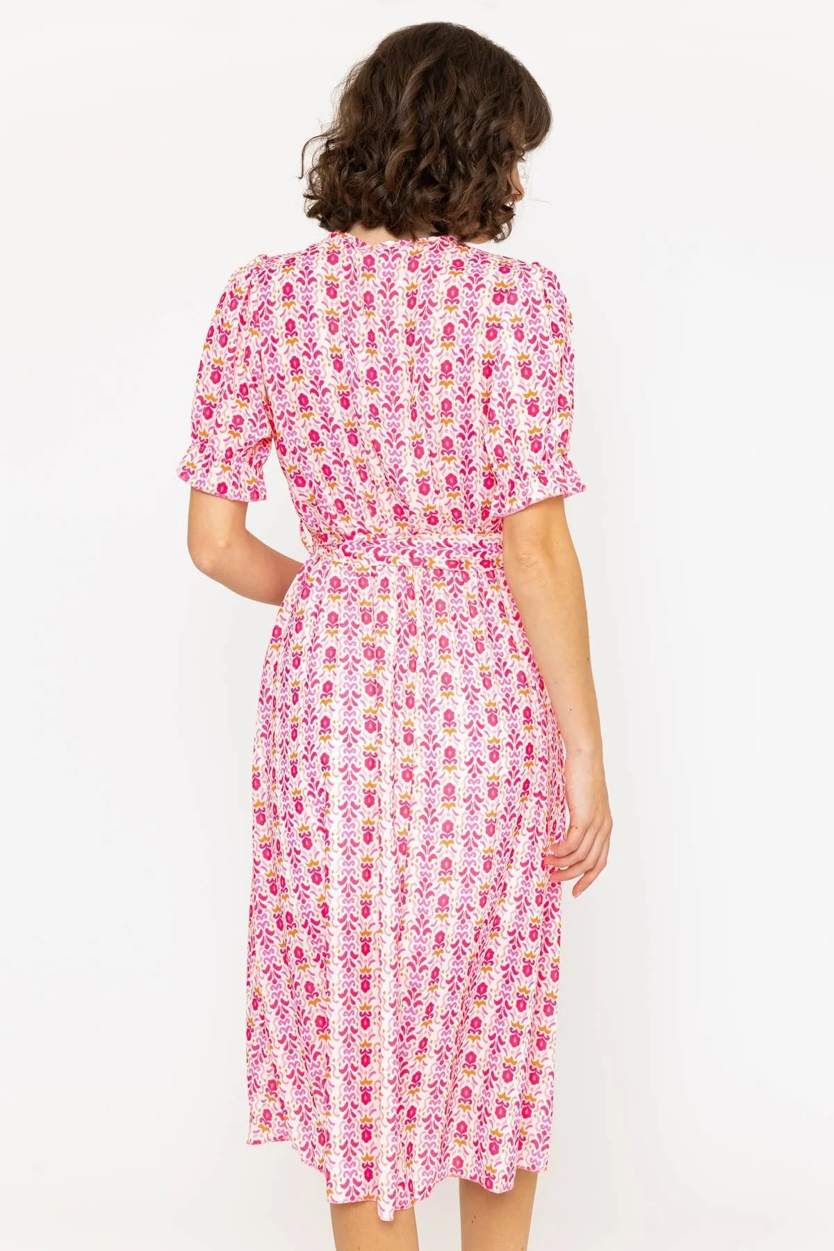 Short Sleeve Sinead Pink Midi Dress