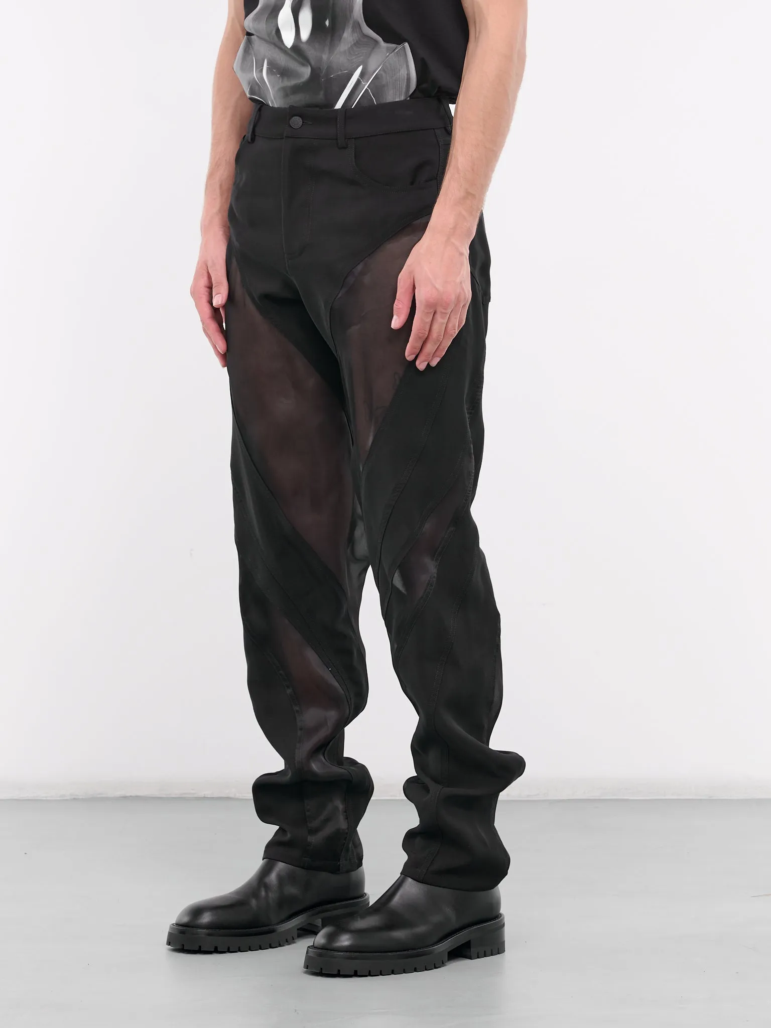 Silk Paneled Trousers (24P1PA0432182-BLACK)