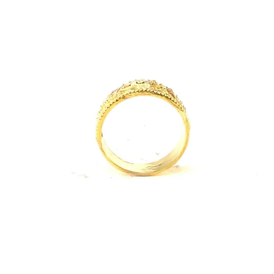 22k Solid Gold Ring with Elegant Charm for Women - Simple Design, Size 8 - RESIZABLE r2093