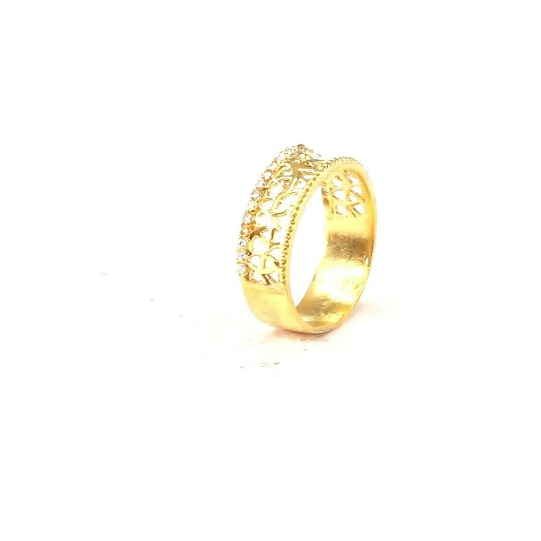 22k Solid Gold Ring with Elegant Charm for Women - Simple Design, Size 8 - RESIZABLE r2093