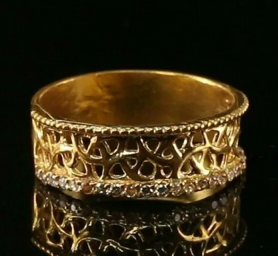 22k Solid Gold Ring with Elegant Charm for Women - Simple Design, Size 8 - RESIZABLE r2093