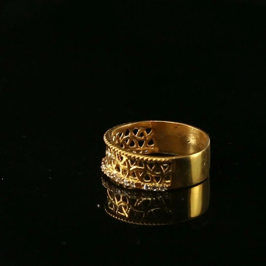 22k Solid Gold Ring with Elegant Charm for Women - Simple Design, Size 8 - RESIZABLE r2093