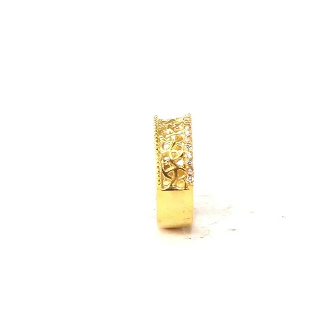 22k Solid Gold Ring with Elegant Charm for Women - Simple Design, Size 8 - RESIZABLE r2093