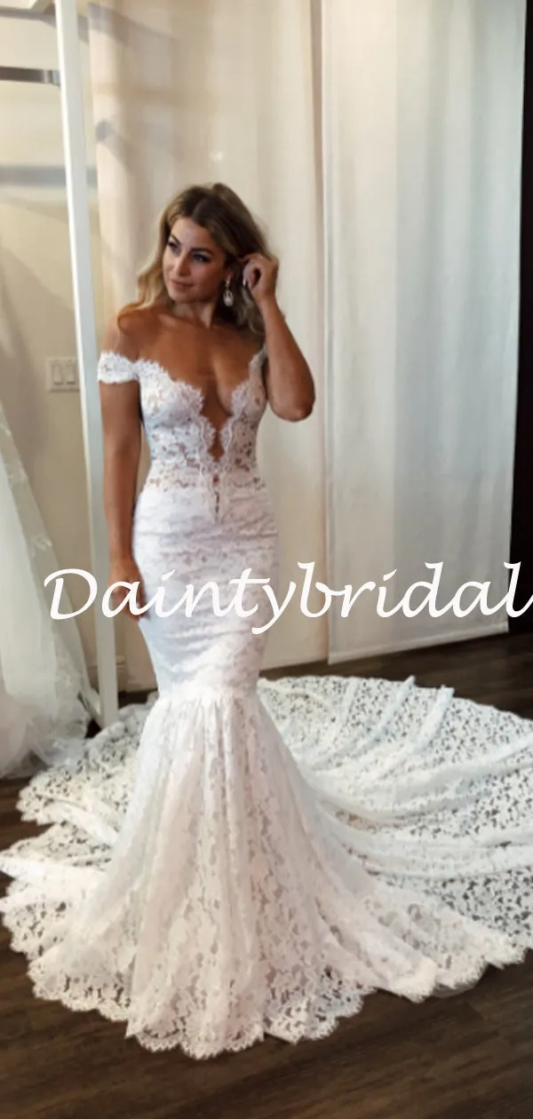 Chic Off-Shoulder Lace Bridal Gown