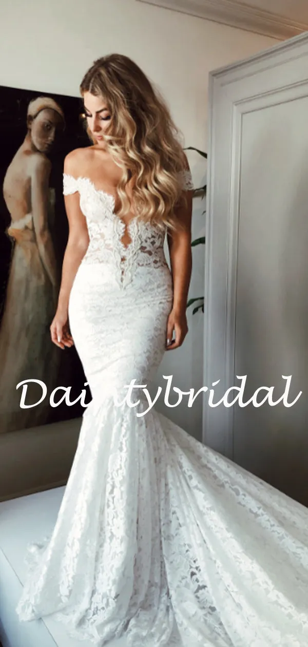 Chic Off-Shoulder Lace Bridal Gown