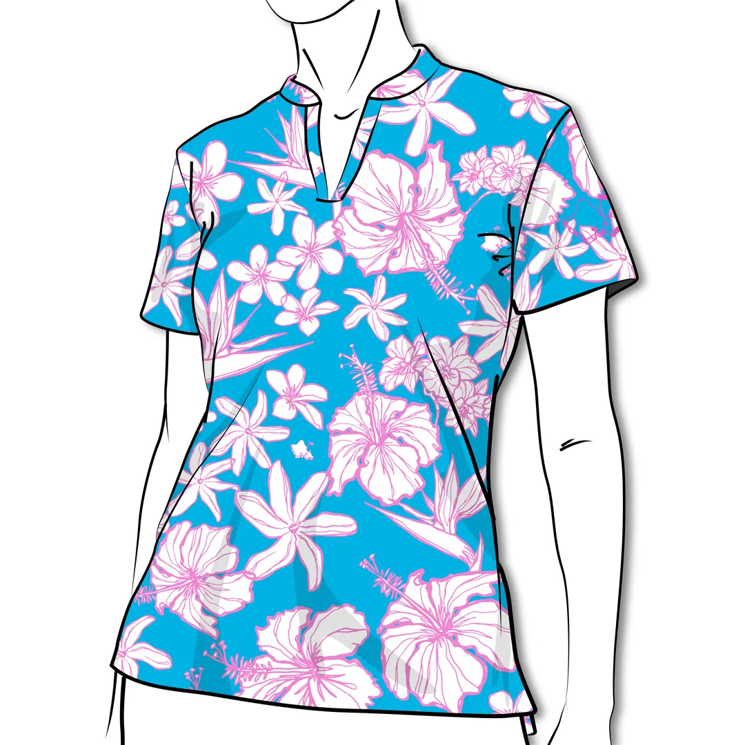 Women's Sketchy Flora OGA Cotton Candy Polo