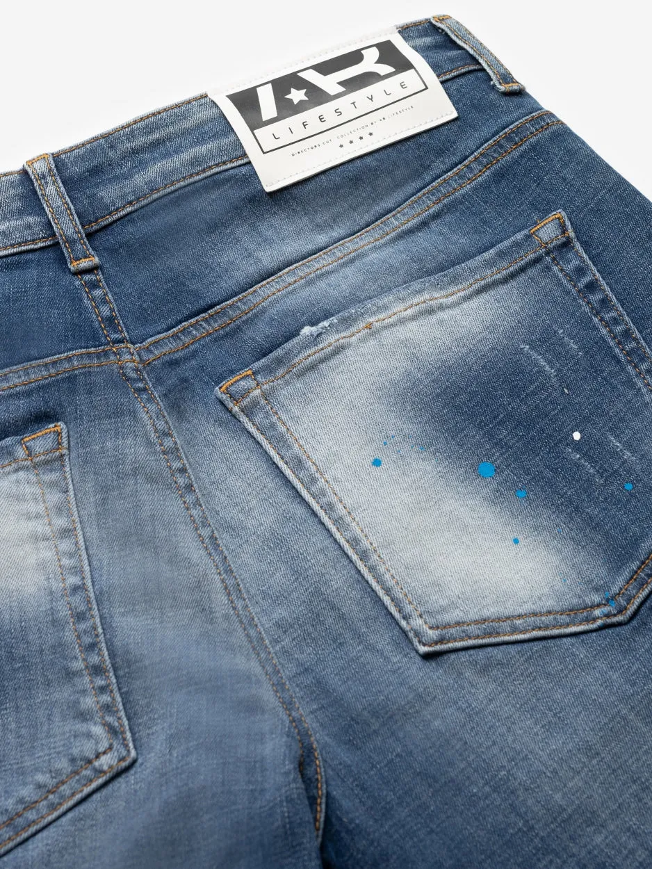 Slim Denim Jeans | Blue - Paint