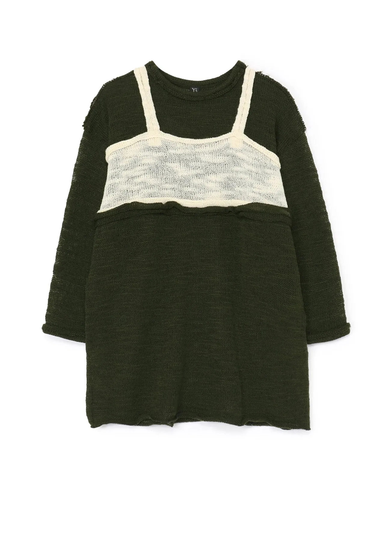 SLUB PLAIN STITCH CUT OFF KNIT PULLOVER