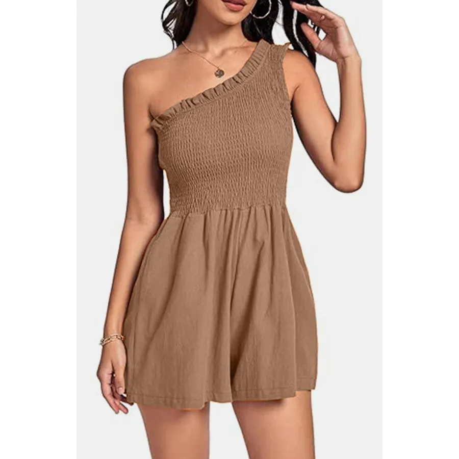 Smocked Single Shoulder Romper