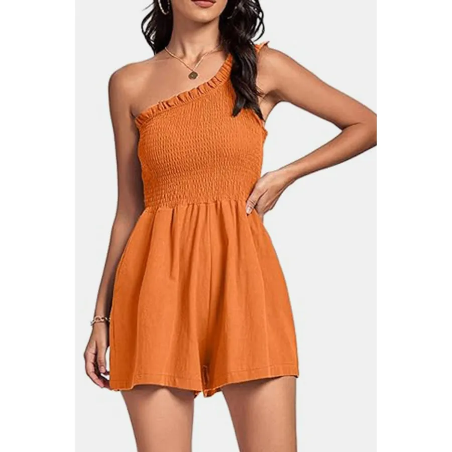 Smocked Single Shoulder Romper