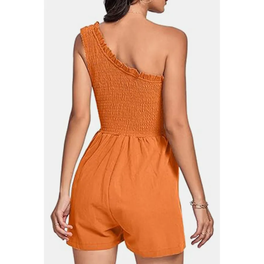 Smocked Single Shoulder Romper