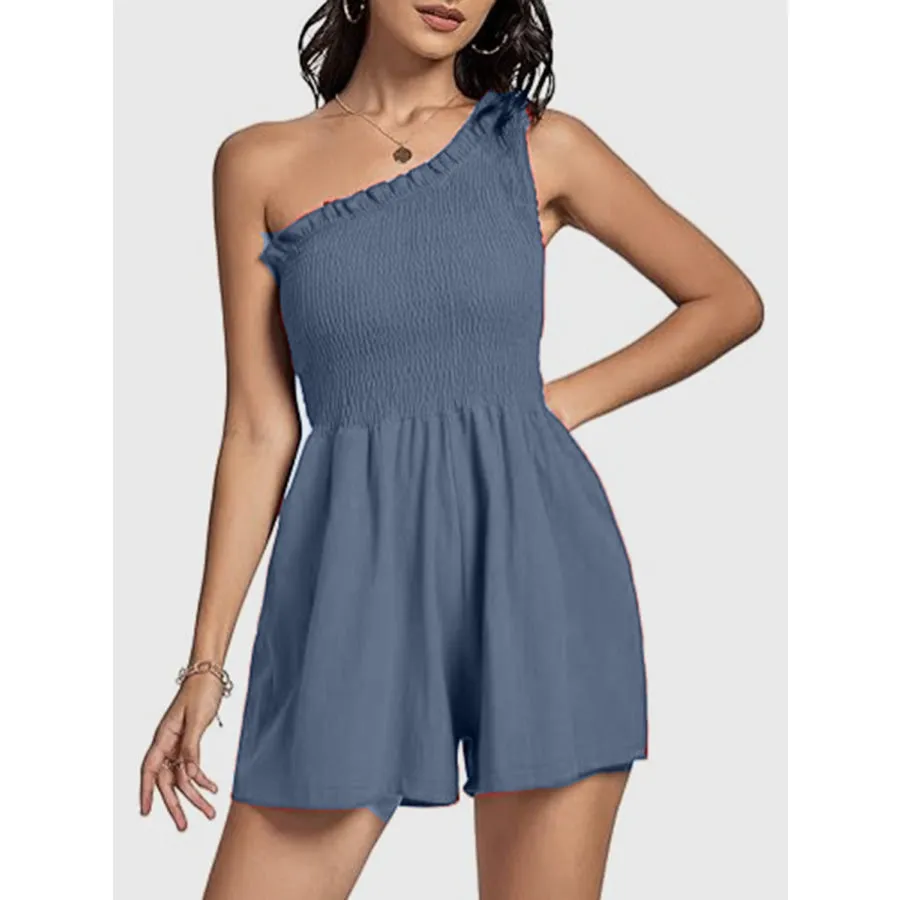 Smocked Single Shoulder Romper