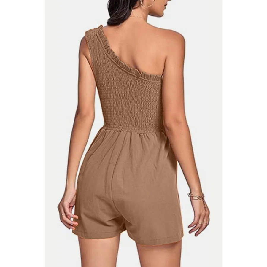 Smocked Single Shoulder Romper