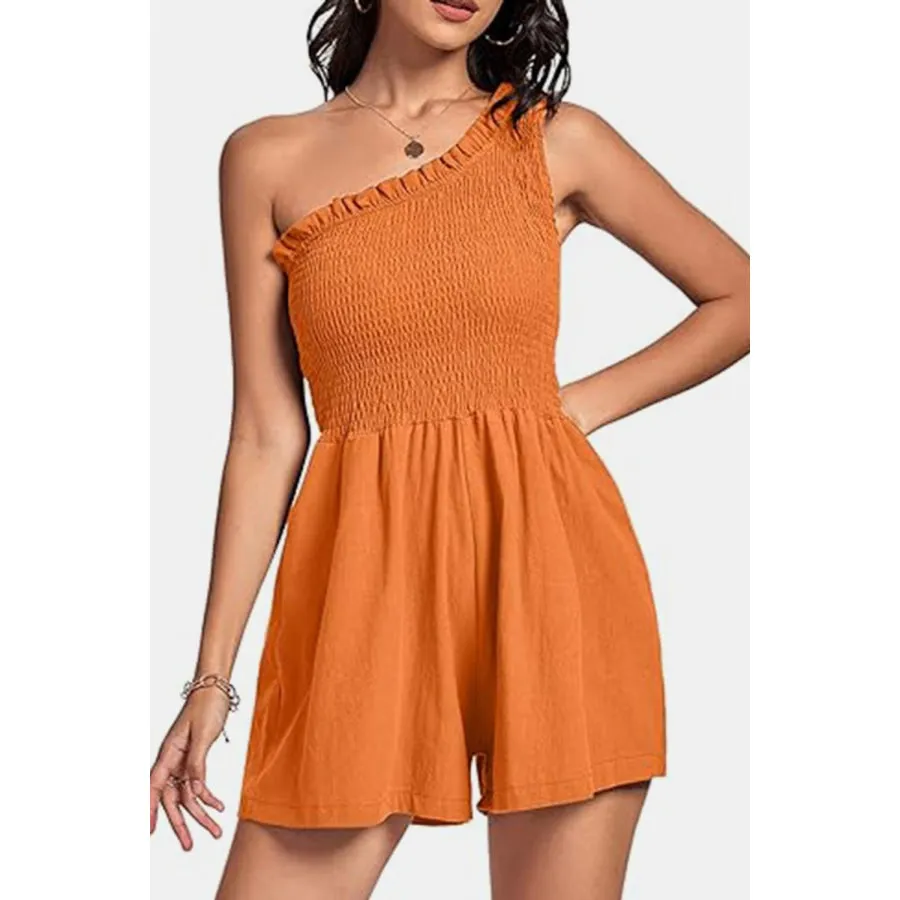 Smocked Single Shoulder Romper