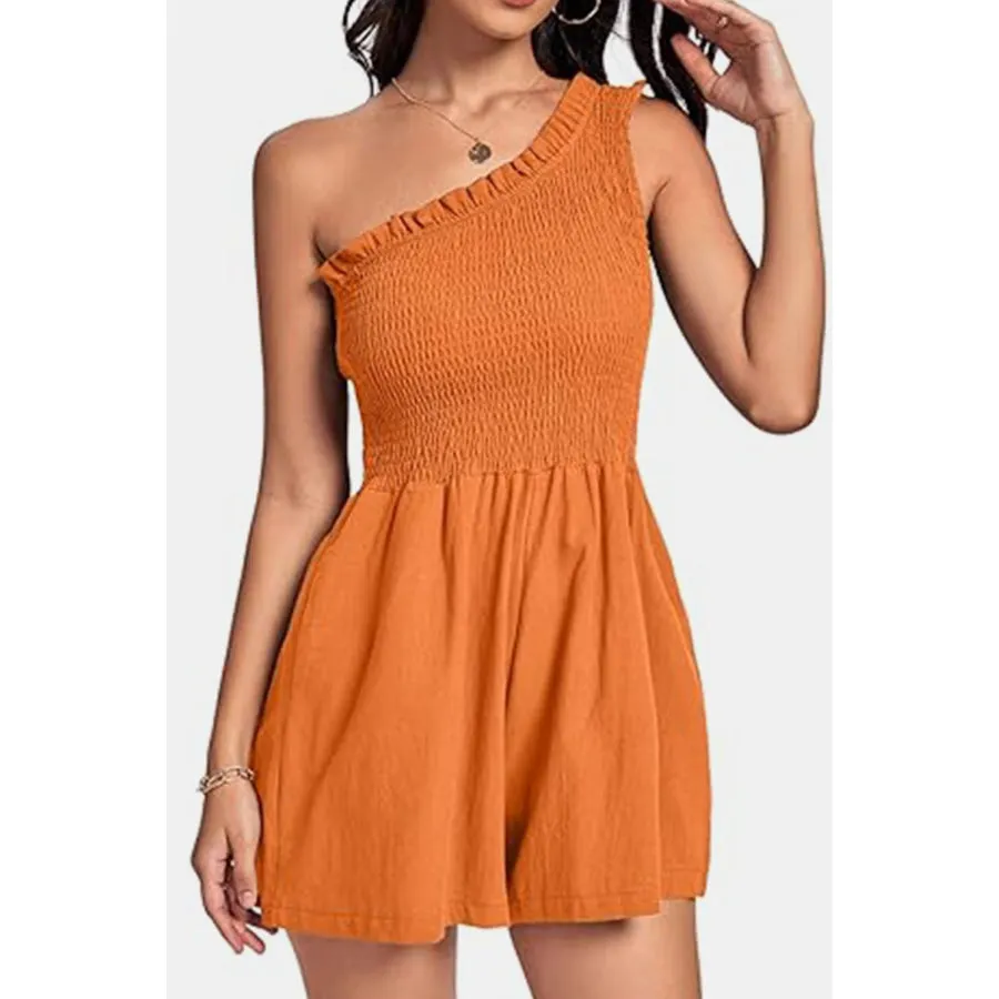 Smocked Single Shoulder Romper