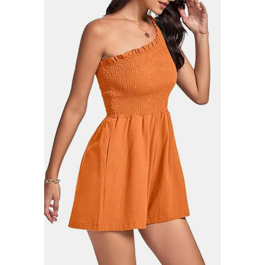 Smocked Single Shoulder Romper