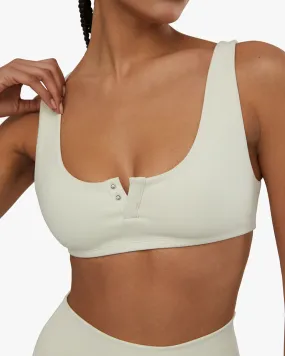 Snap Front Scoop Bra | Cream