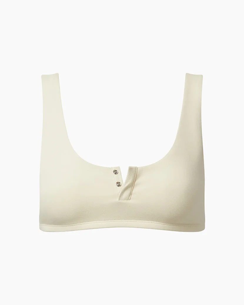 Snap Front Scoop Bra | Cream