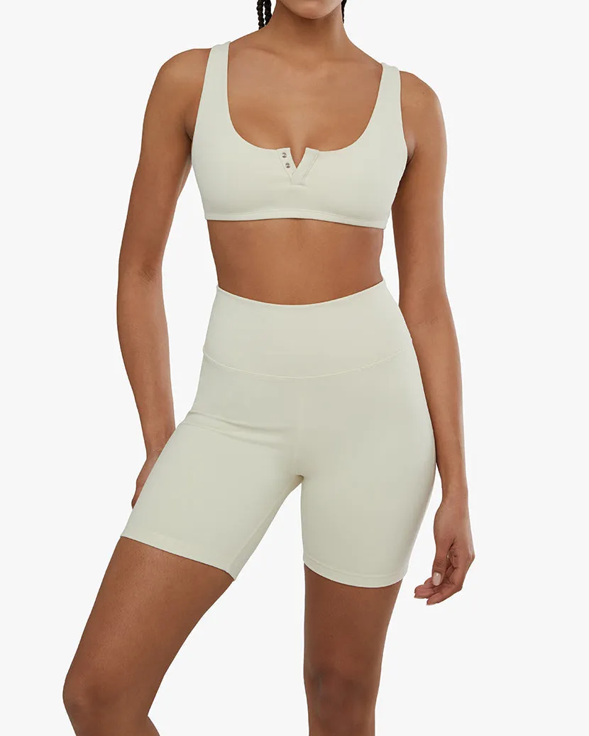 Snap Front Scoop Bra | Cream