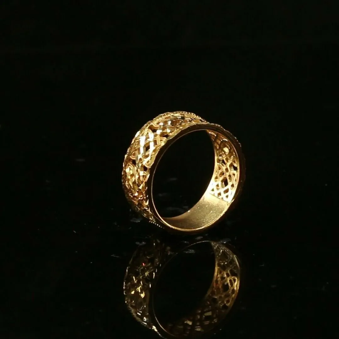 22k Solid Gold Ring with Elegant Cross Section Filigree Design for Women - Size R2026 mon