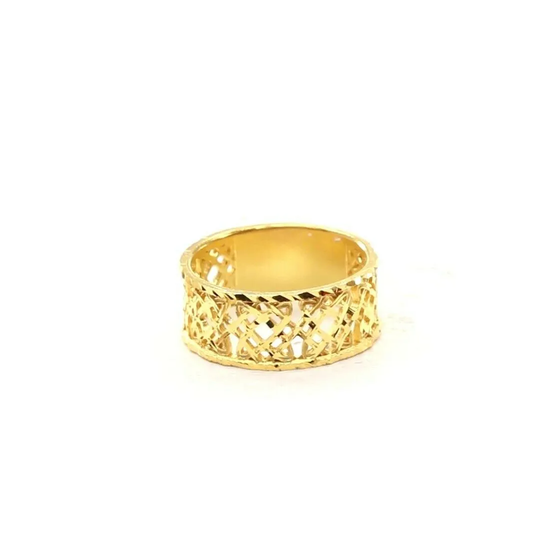 22k Solid Gold Ring with Elegant Cross Section Filigree Design for Women - Size R2026 mon