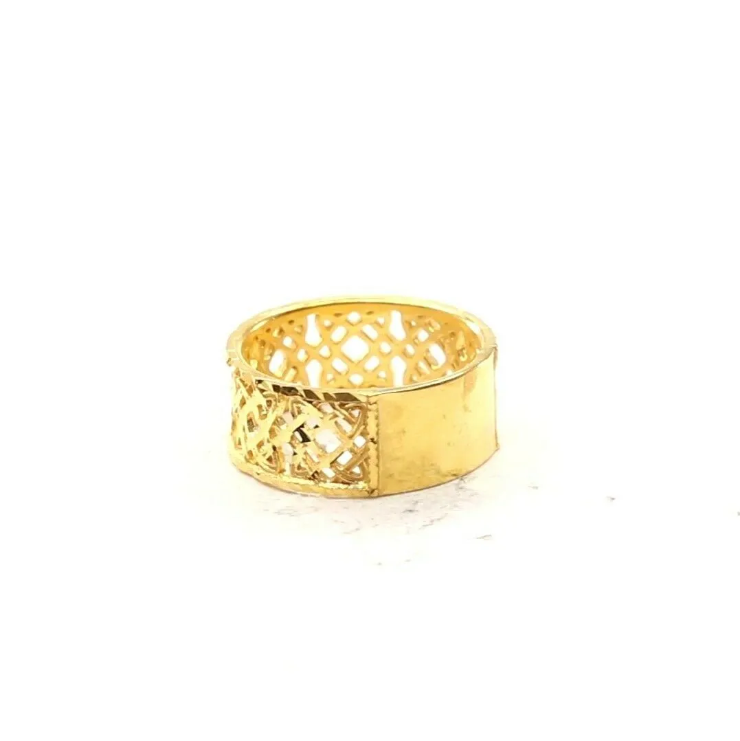 22k Solid Gold Ring with Elegant Cross Section Filigree Design for Women - Size R2026 mon