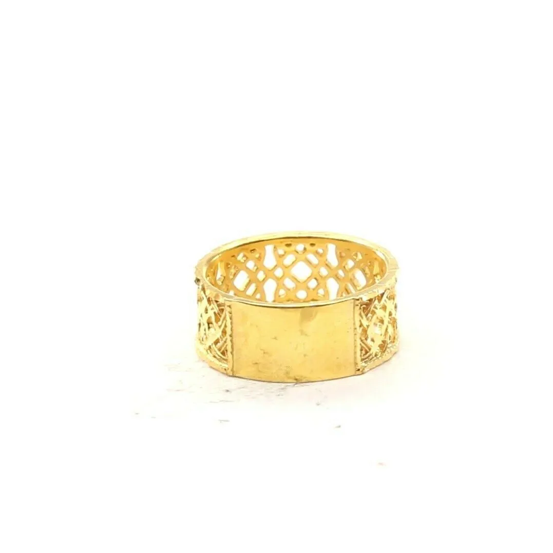 22k Solid Gold Ring with Elegant Cross Section Filigree Design for Women - Size R2026 mon