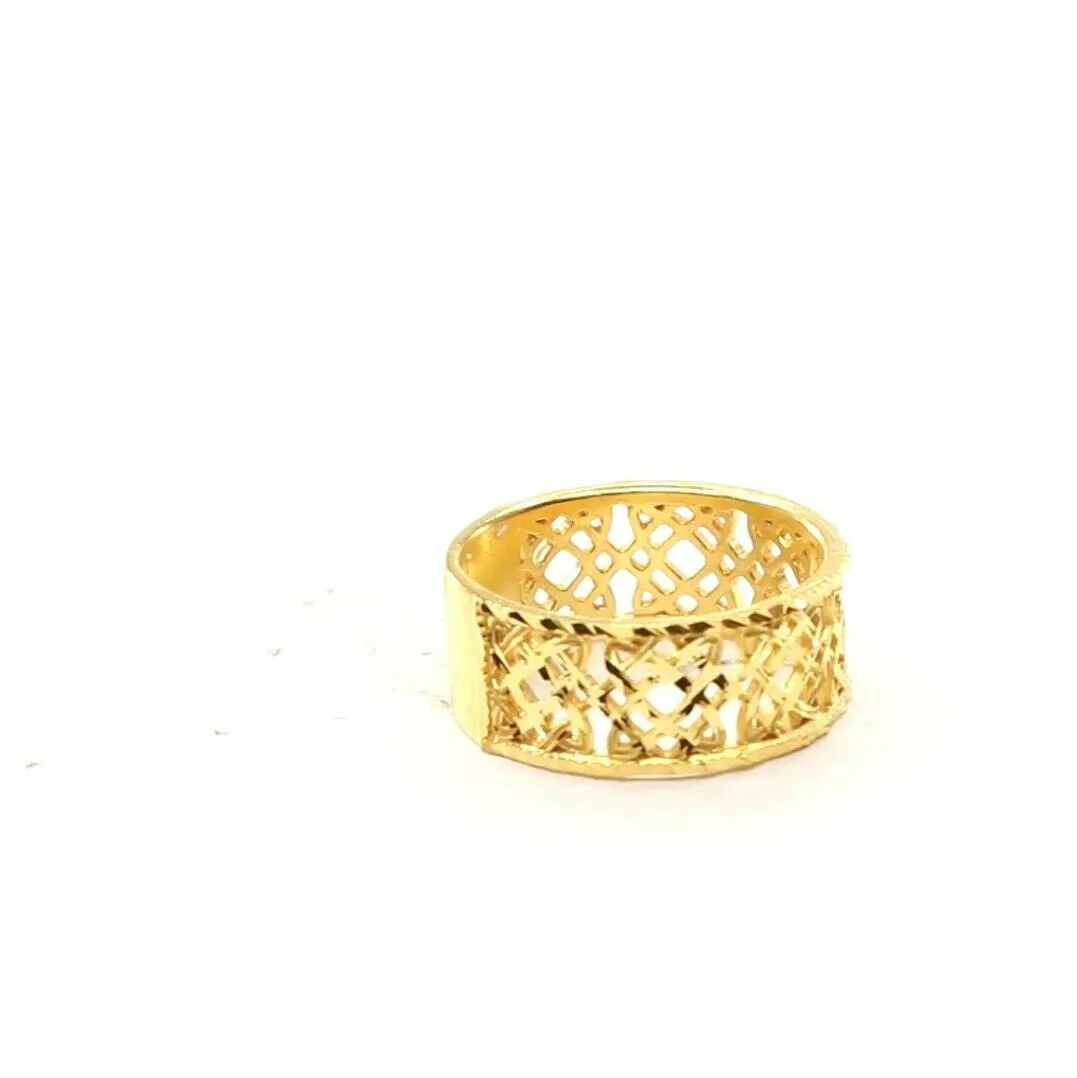 22k Solid Gold Ring with Elegant Cross Section Filigree Design for Women - Size R2026 mon