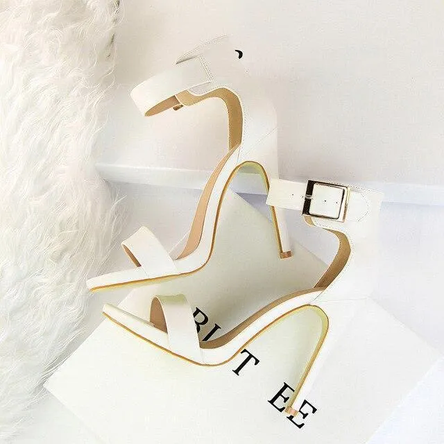 Solid Open-Toe High Heels  Shoes