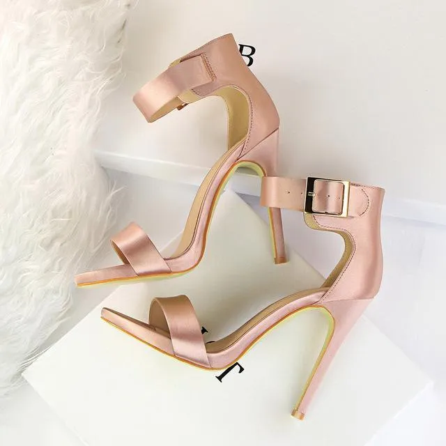 Solid Open-Toe High Heels  Shoes