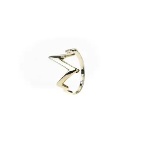 Solid Yellow Gold Simple Wavy Line Ring Modern Ladies Design SM74