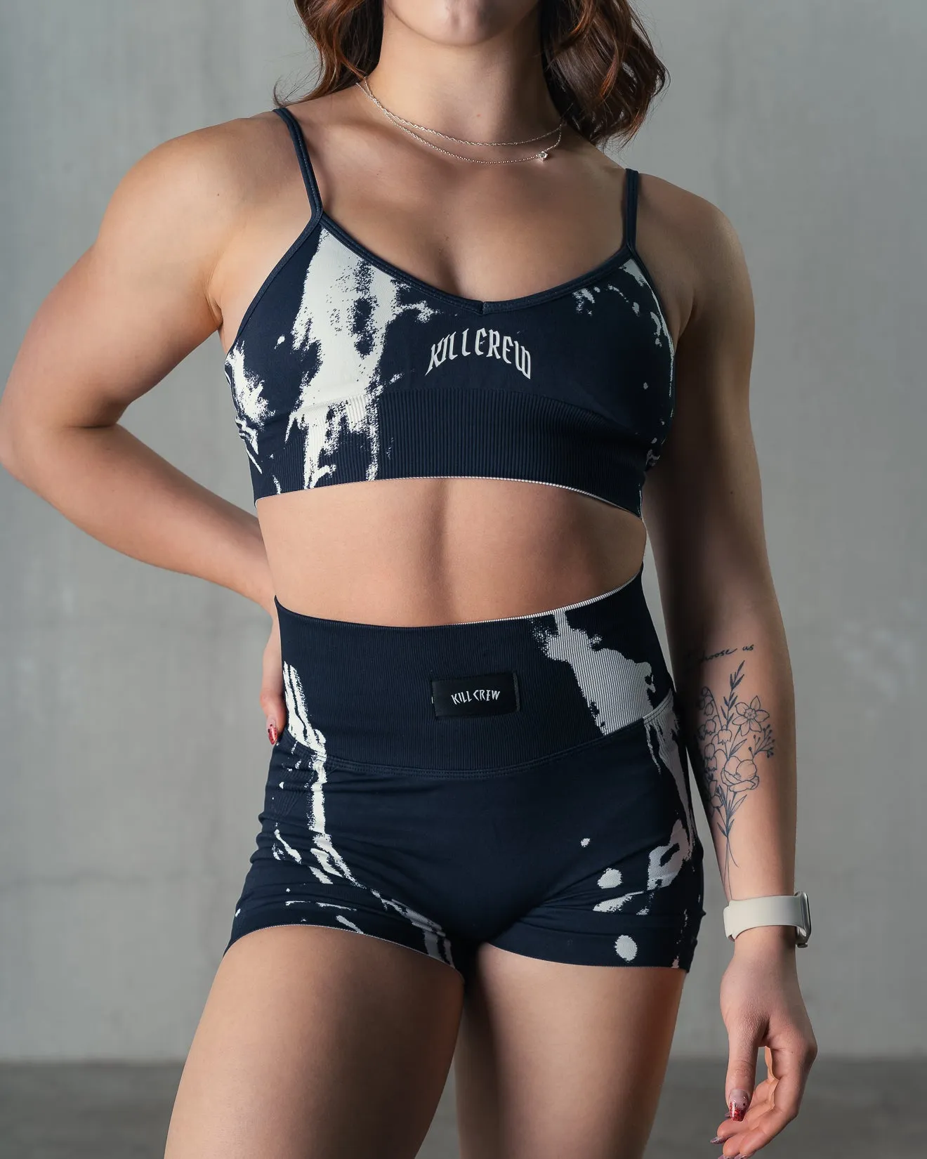 SPLATTER SPORTS BRA - BLACK / WHITE