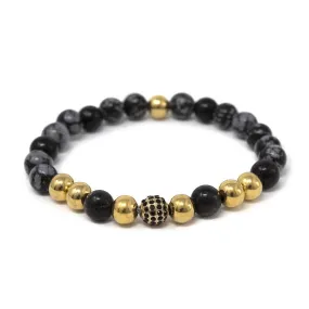 Stainless Steel Beaded Bracelet Grey Gold