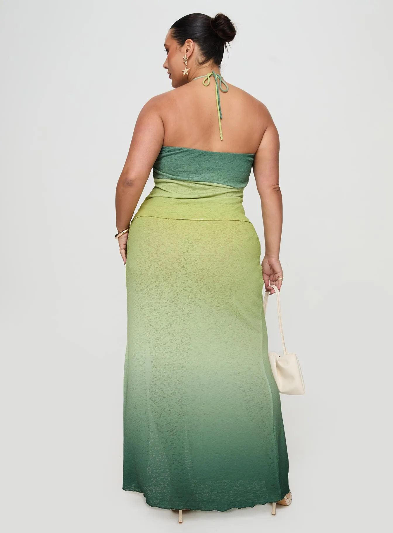 Star Girl Maxi Skirt Green Ombre Curve