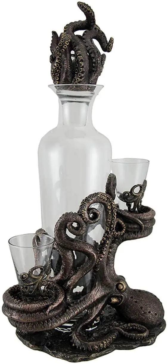 Steampunk Octopus Decanter Set