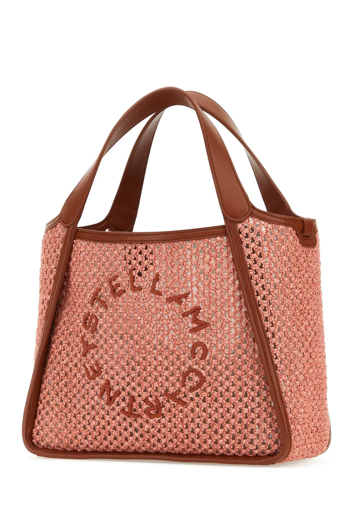 Stella Mc Cartney Pink Raffia Stella Logo Shoulder Bag