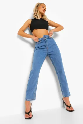 Stepped Waistband Straight Leg Jeans