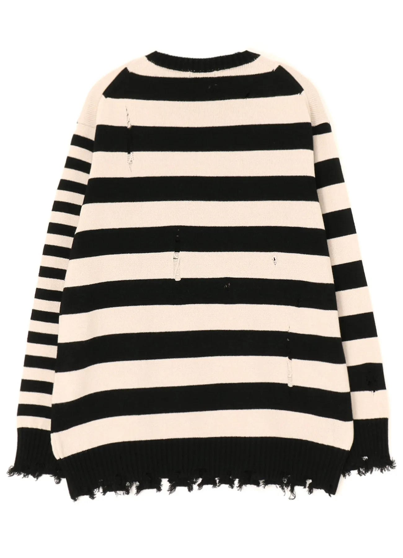 STRIPED PULLOVER KNIT WITH DAMAGED EDGES