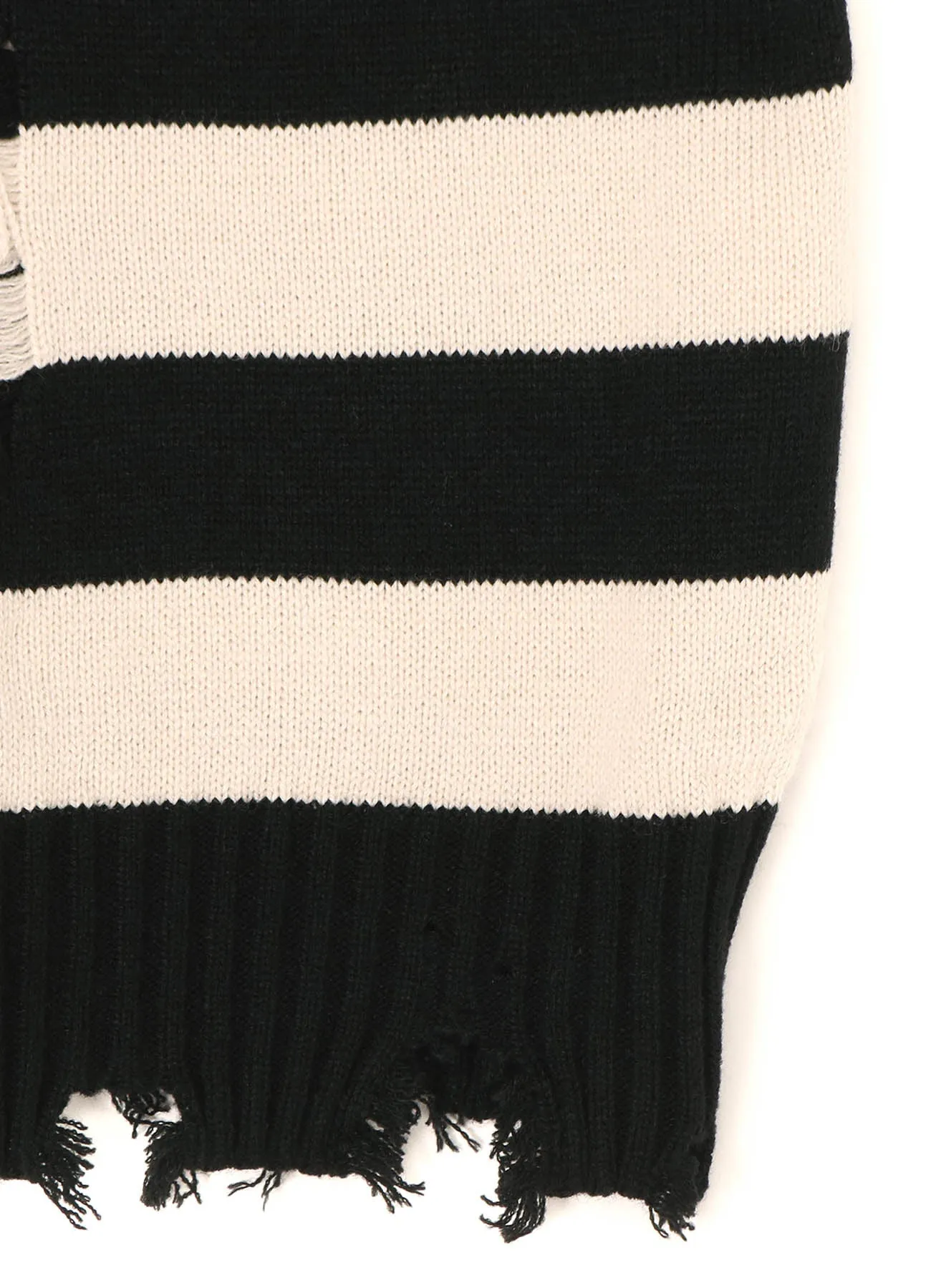 STRIPED PULLOVER KNIT WITH DAMAGED EDGES