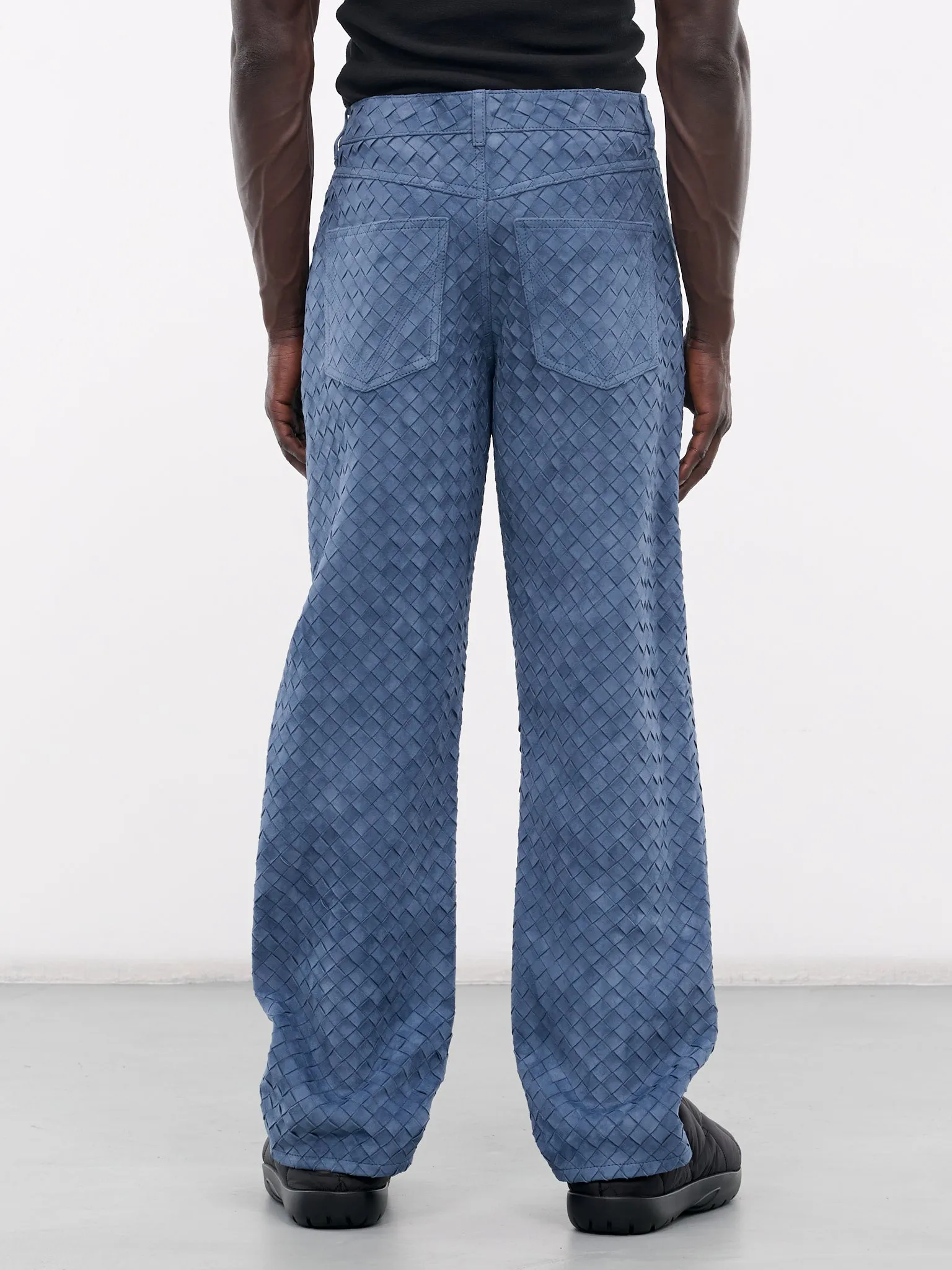 Suede Intrecciato Leather Trousers (729820V4HG0-4715-MIDNITE-BLUE)