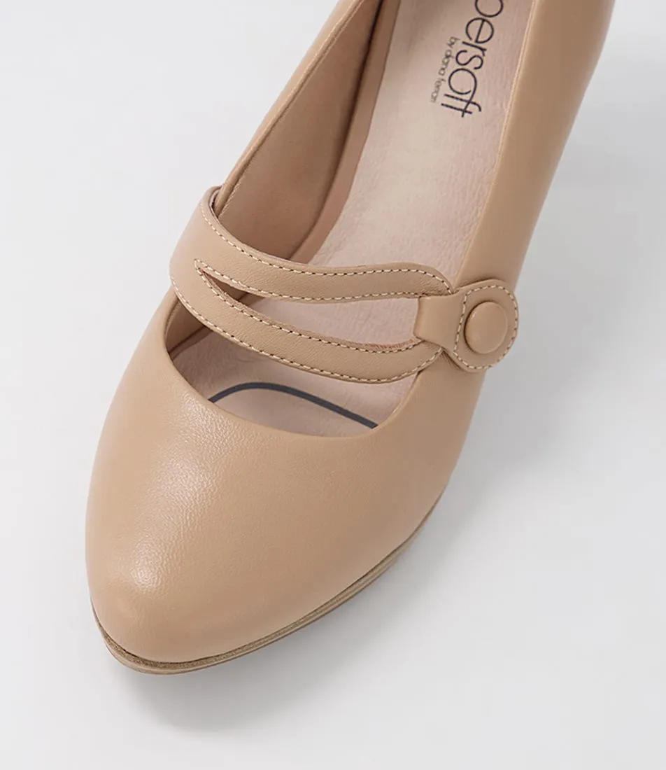 SUPERSOFT Sorina Nude Leather Mary Jane Heels