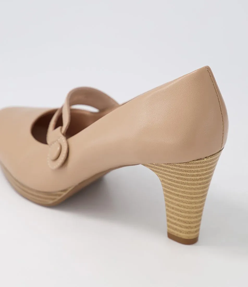 SUPERSOFT Sorina Nude Leather Mary Jane Heels