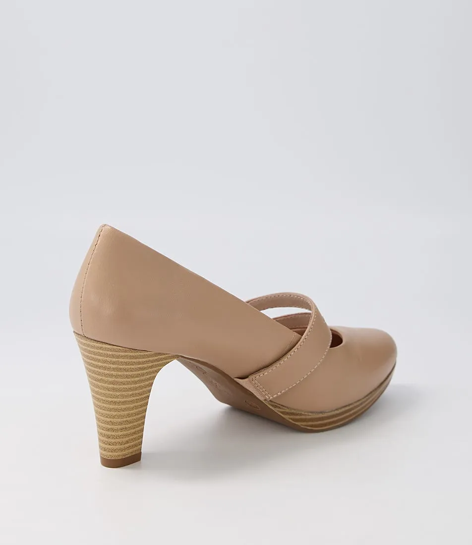 SUPERSOFT Sorina Nude Leather Mary Jane Heels