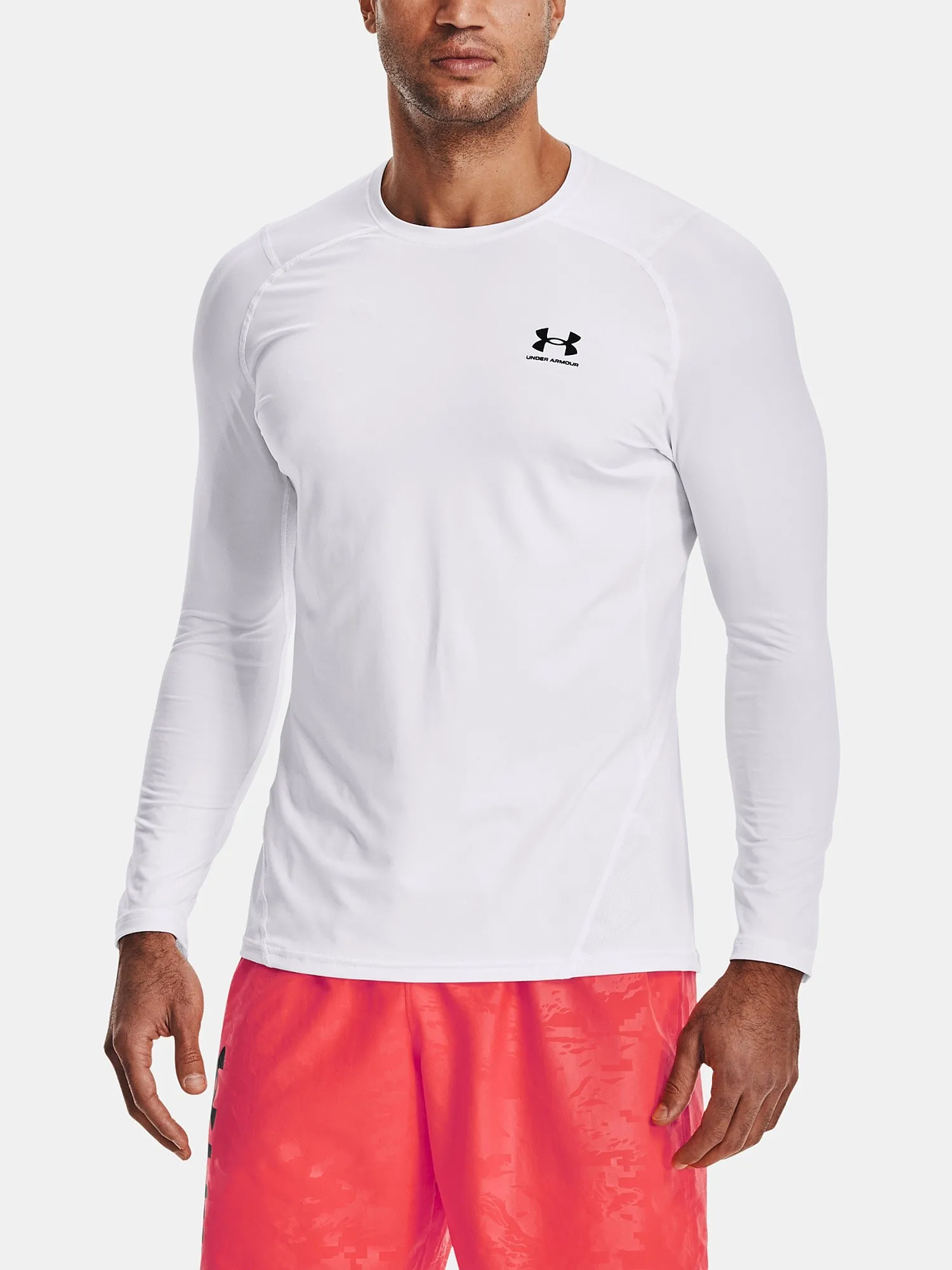 T-Shirt Under Armour HeatGear Armour Fitted LS - White - men´s