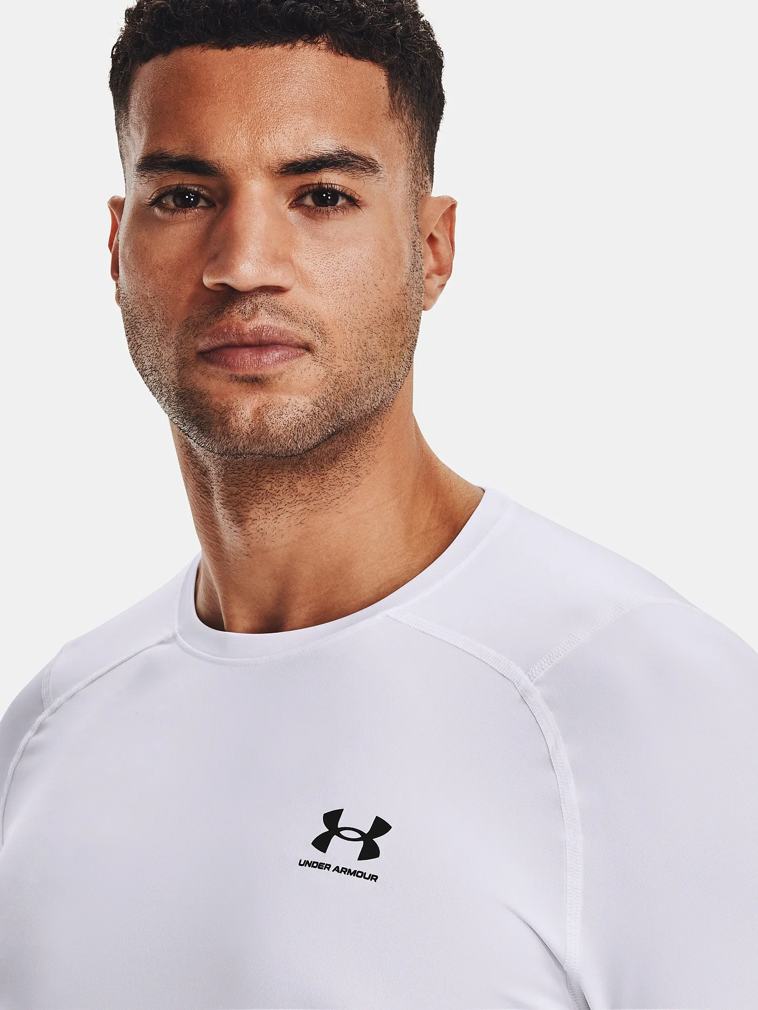 T-Shirt Under Armour HeatGear Armour Fitted LS - White - men´s