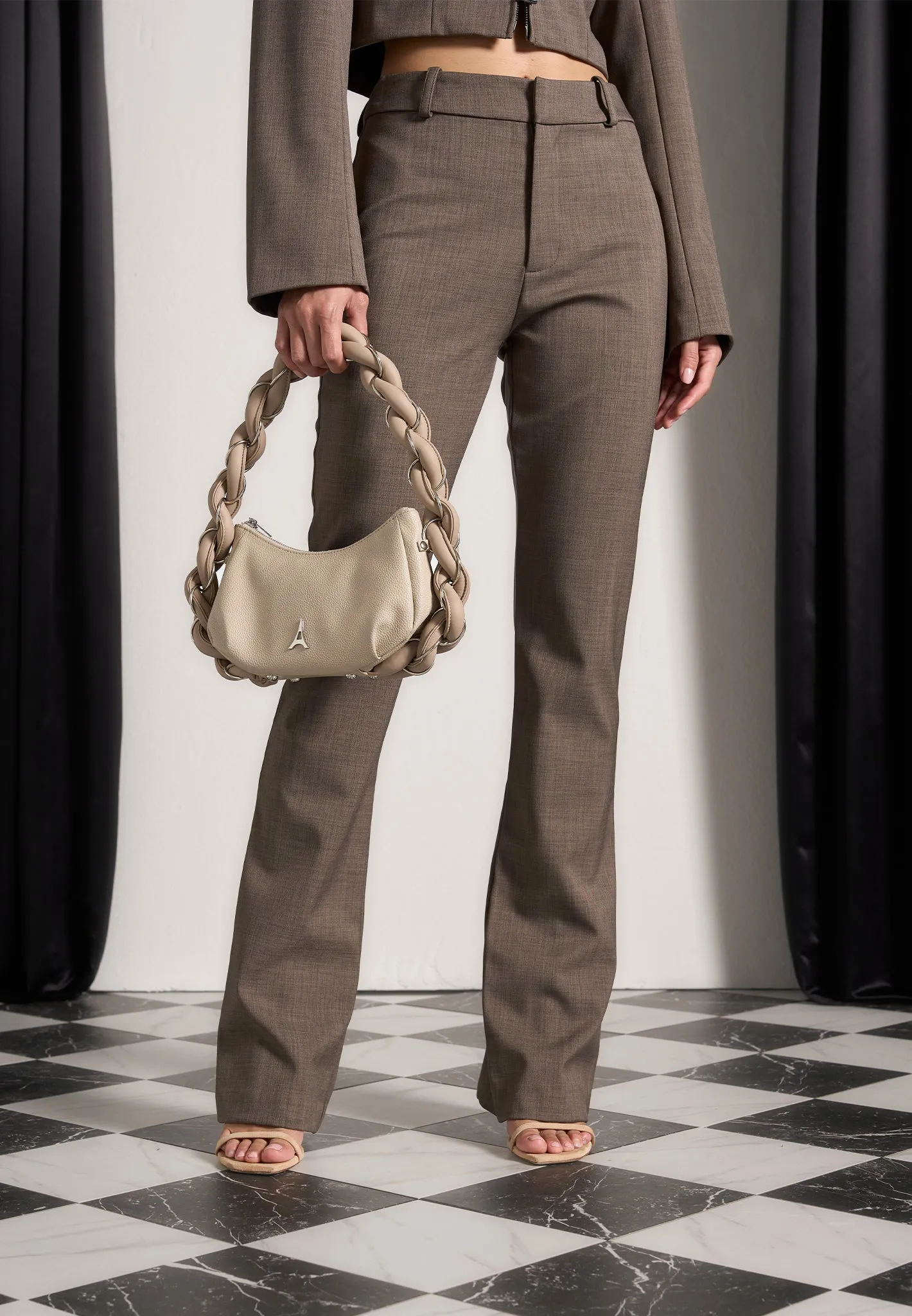 Tailored Mid Rise Trousers - Dark Taupe