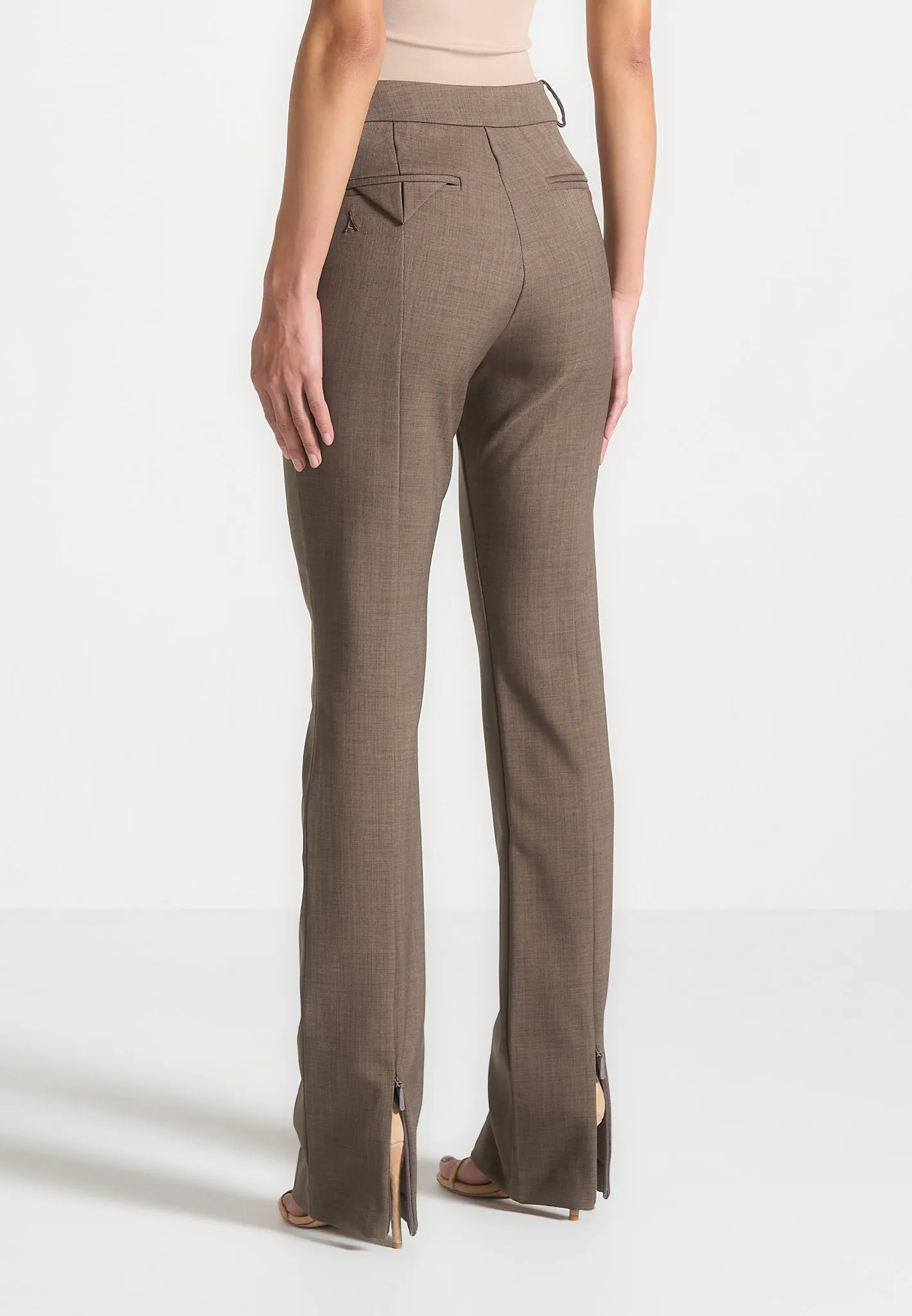 Tailored Mid Rise Trousers - Dark Taupe