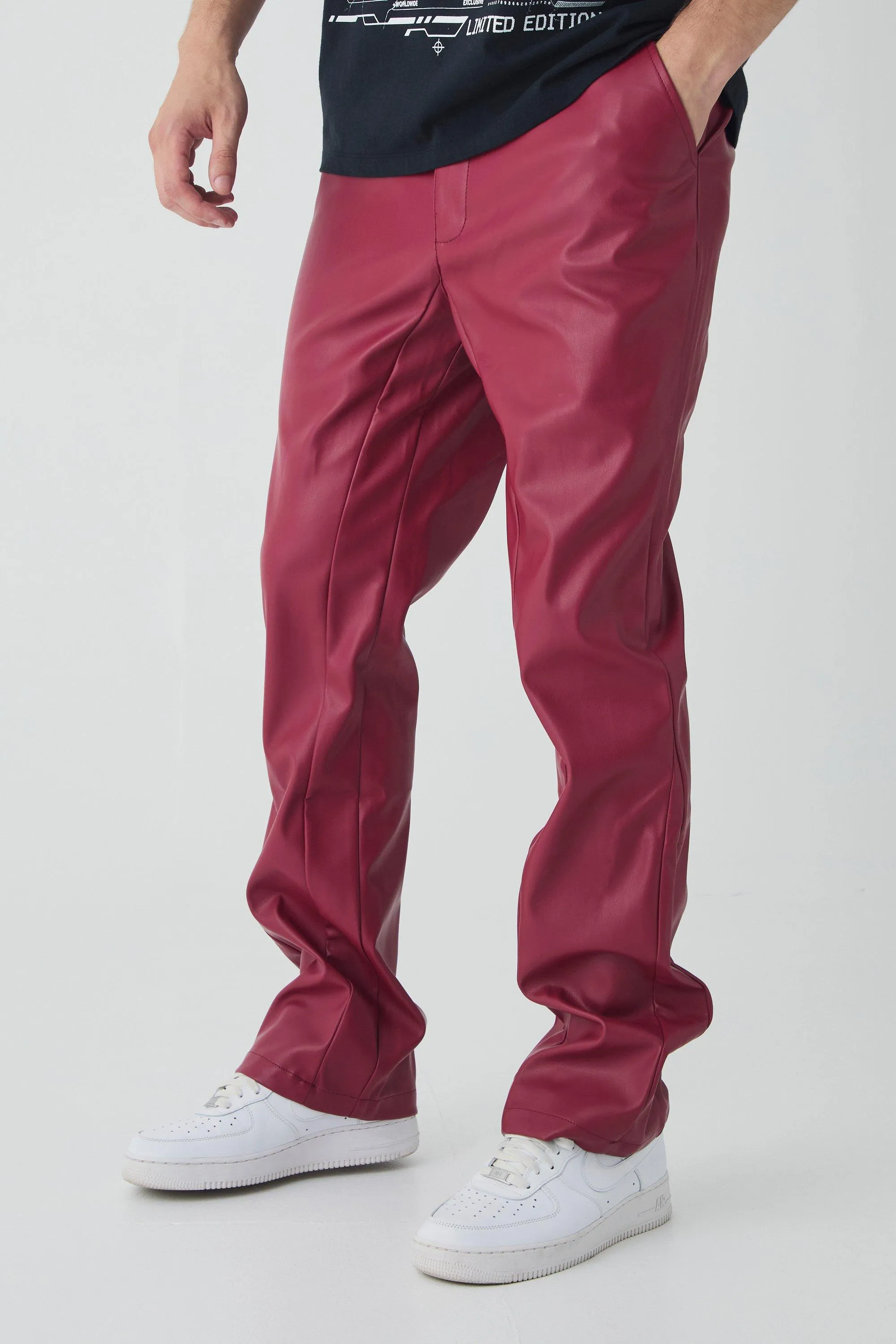 Tall PU Slim Fit Flared Trousers