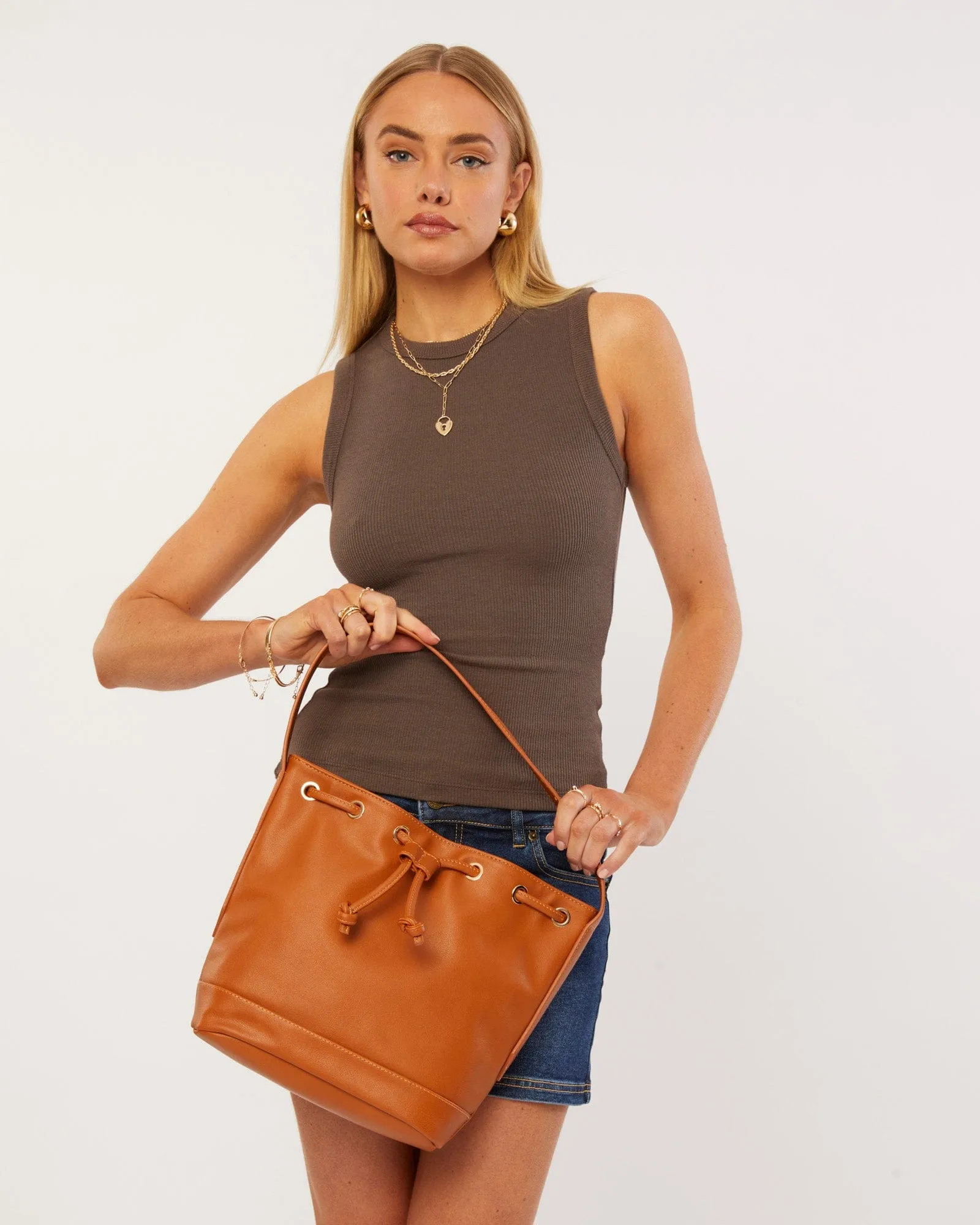 Tan Giselle Top Handle Bag