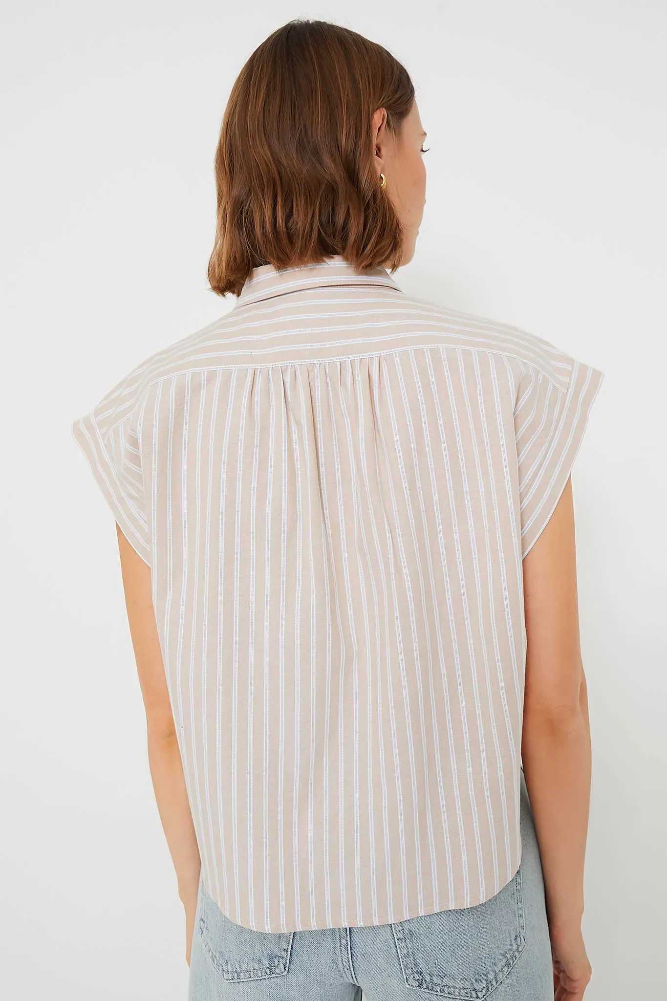 Tan Stripe Drop Shoulder Rosie Popover Top